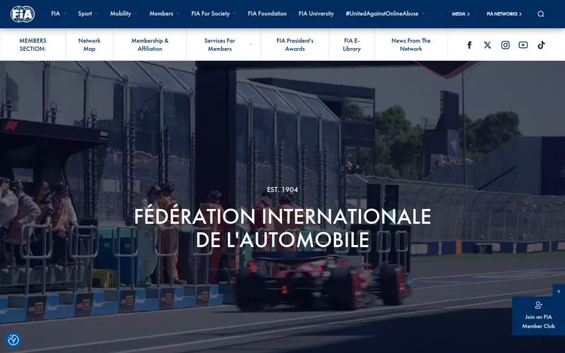 FIA hivatalos weboldala