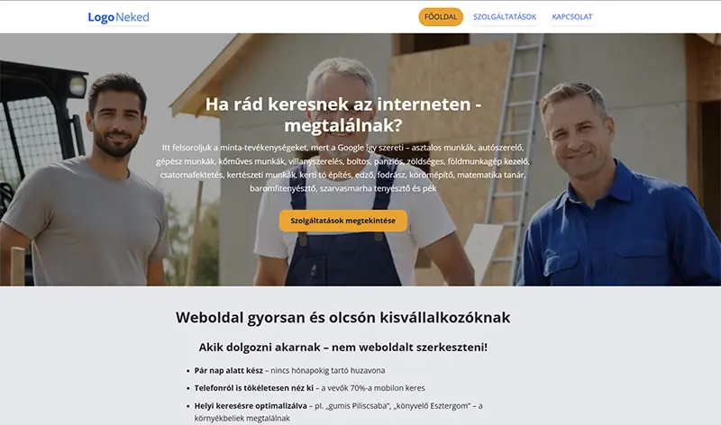 Szakember mintaoldal.